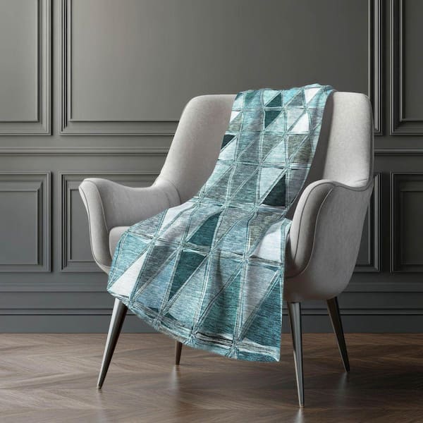 Premium Machine Washable ASB722 Teal 50 in. x 70 in. Sherpa Throw Blanket