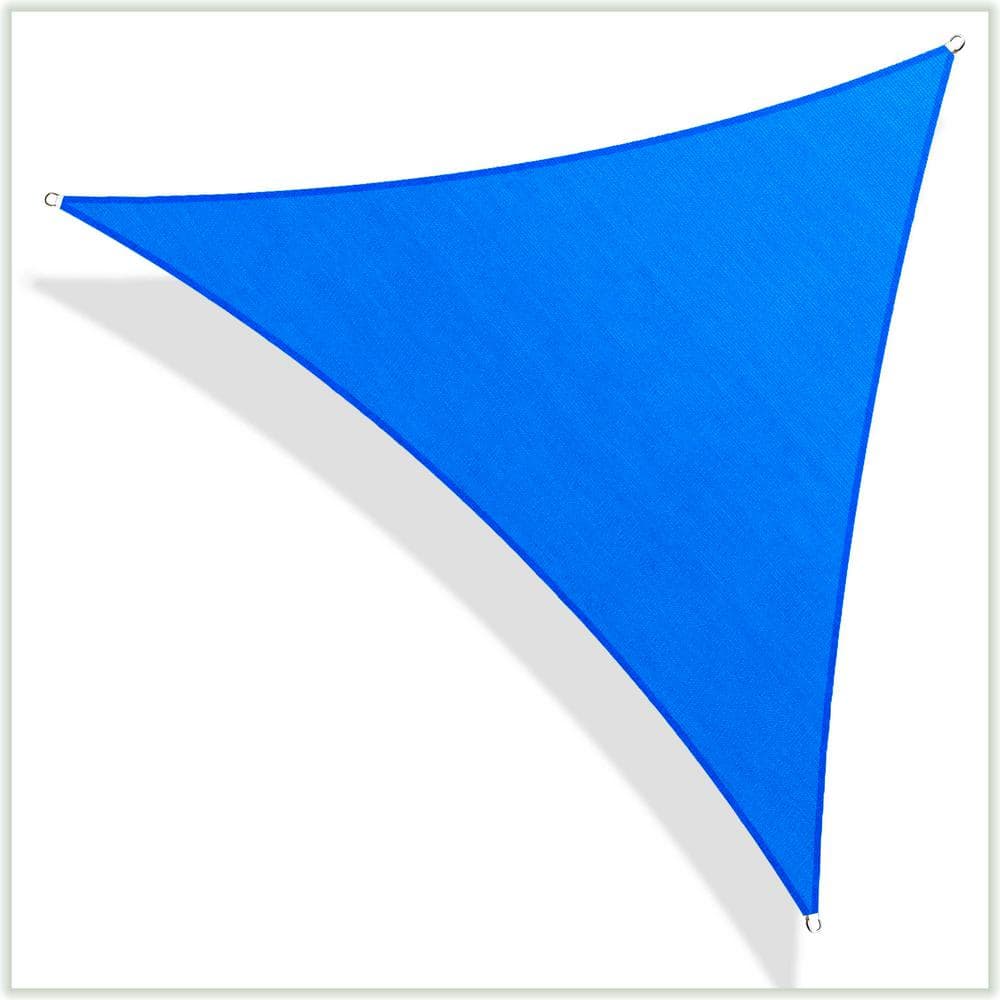 COLOURTREE 14 ft. x 14 ft. 190 GSM Blue Equilateral Triangle Sun Shade Sail  Screen, Outdoor Patio and Pergola Cover TAPT14-6