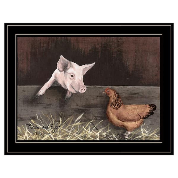 HomeRoots Charlie Bacon and Eggs 1-Piece Framed Wall Art 15 in. x 19 in.