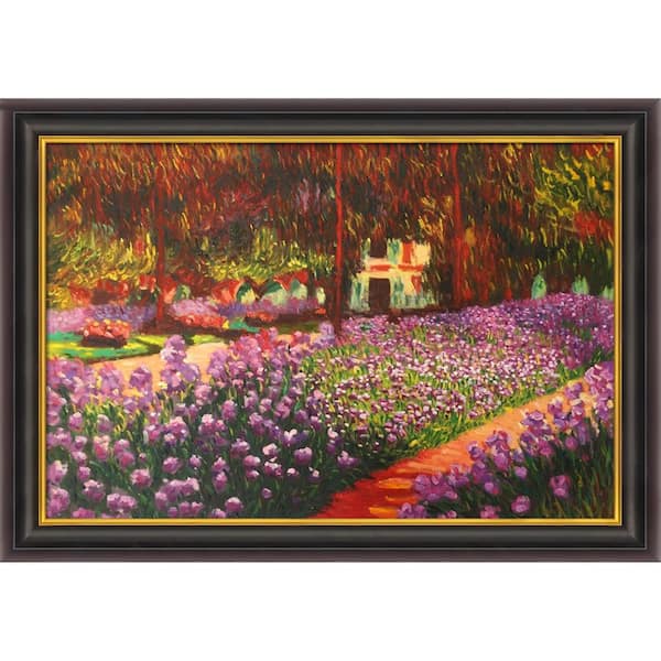 LA PASTICHE Artist's Garden at Giverny by Claude Monet Opulent Framed Abstract Oil Painting Art Print 30 in. x 42 in.