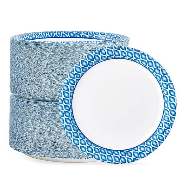 8.38 in. Disposable Soak Proof Paper Plates for Daily Use, Holiday, Family Gatherings, Parties Picnic, Blue (Set of 300)