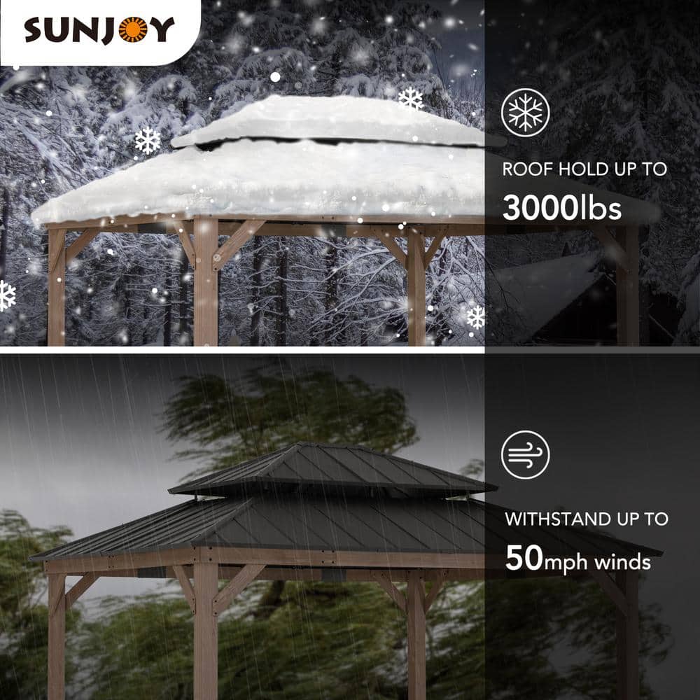 Cedar Framed Brown Steel 13x15 ft. Outdoor Patio Gazebo