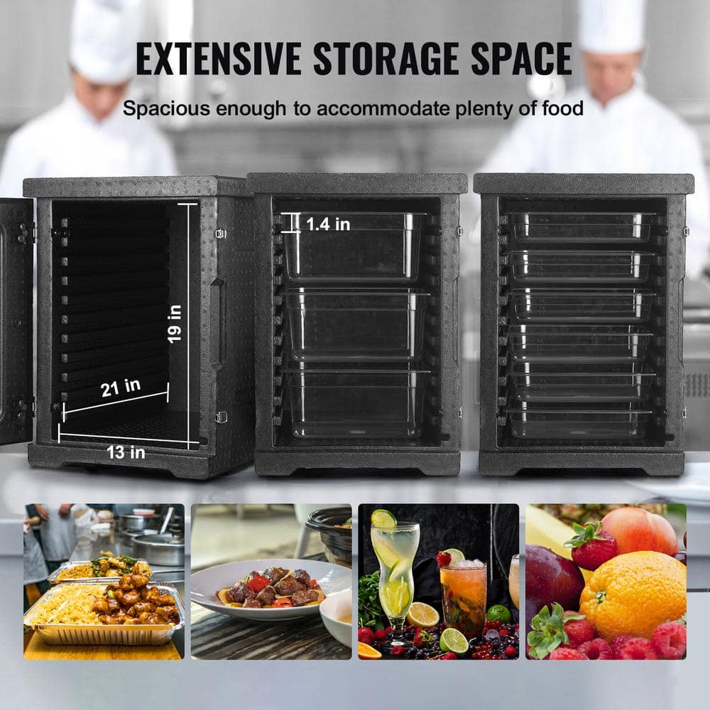Black Insulated Food Storage Container with Wheels, 82 Qt