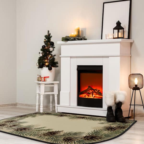 2 ft. x 5 ft. Geometric Fireproof Hearth Rug, Fireplace Mats Cabin Fire Resistant Rug for Wood Stove Floor