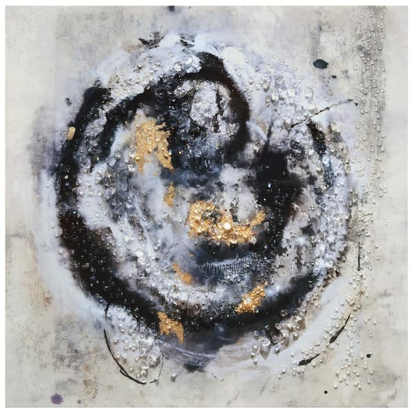 Cosmic I Crystallus Epoxy Coated Wrapped Glossy Abstract Canvas Unframed Wall Art with Acrylic Crystal, 36 in. x 36 in.