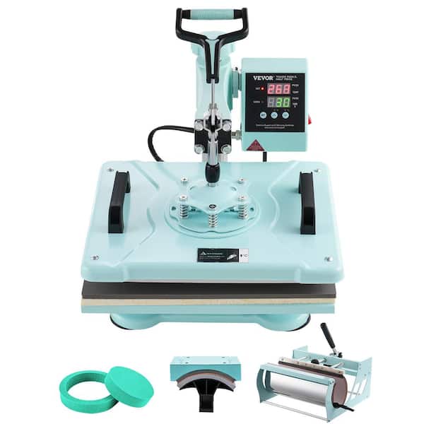 VEVOR Heat Press Machine, 12 x 15 in., 5 in 1 Heat Transfer Machine with 30 oz. Tumbler Press, T-Shirt Pressing Machine, Green