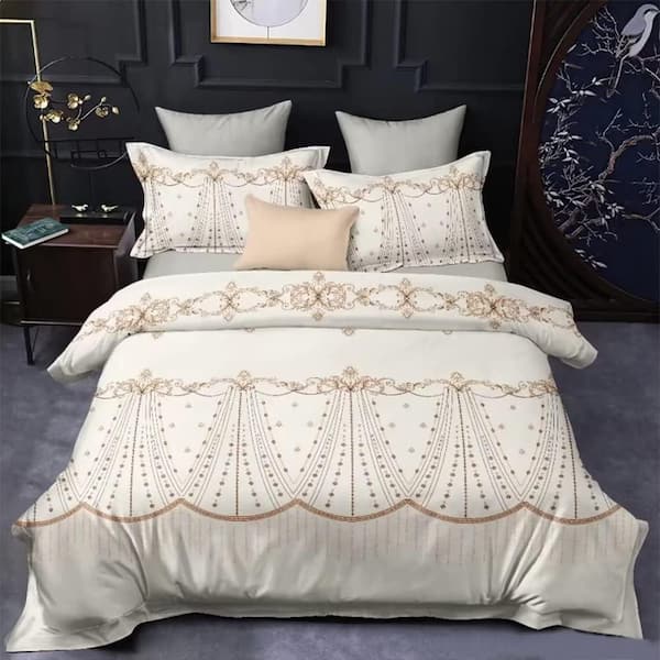 Shatex All Season Bedding 3 Piece White Polyester King Size Ultra Soft Elegant Bedding Comforters Set