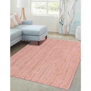Braided Jute Dhaka Light Pink 4 ft. 1 in. x 6 ft. 1 in. Area Rug