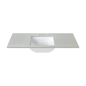 49 in. W x 22 in. D Cultured Marble Rectangular Undermount Single Basin Vanity Top in Silver Stream