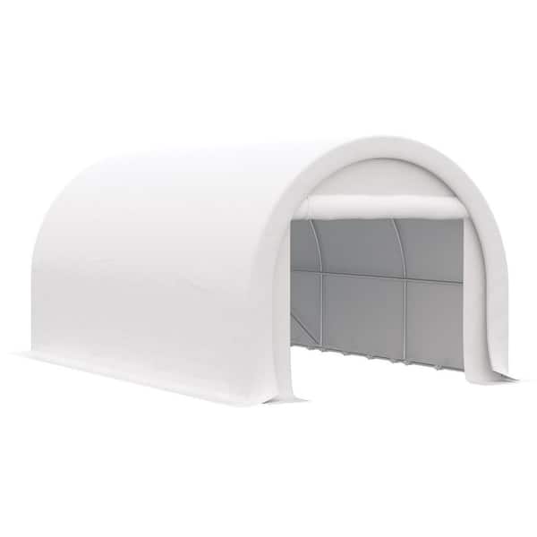 9.8 ft. W x 16 ft. D x 7.8 ft. H White Roof Steel Carport