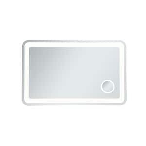 Timeless Home 48 in. W x 30 in. H Modern Metal Framed Magnifying LED Wall Bathroom Vanity Mirror in Glossy White