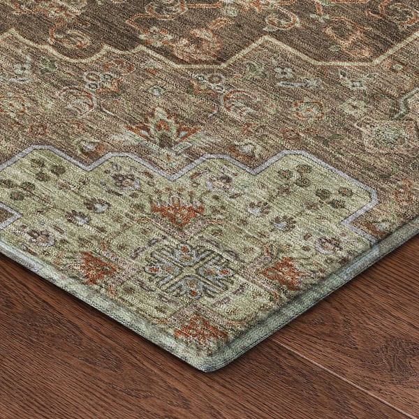 Mayfield Premium Machine Washable Abstract AMF2486 Chocolate 10 ft. x 14 ft. Area Rug