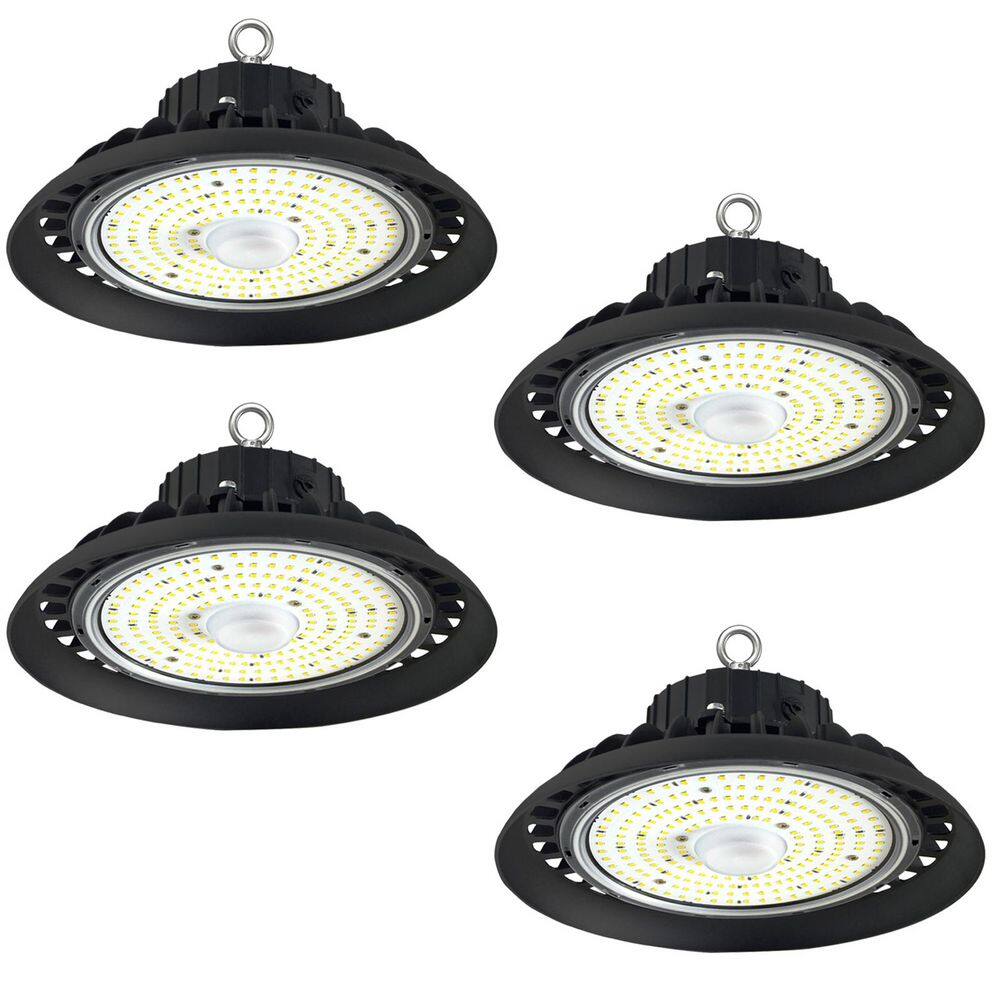 4 Pack 10 in. 300-Watt Equivalent Integrated LED Dimmable Black UFO High Bay Light, 16000 Lumens Lighting for Warehouse price history on PriceWatchPro