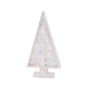 16 in. H B/O Lighted Metal and Laser Cut Wood Tree