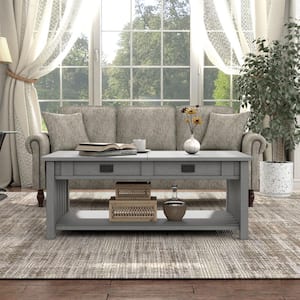 Romily 46 in. Antique Gray Rectangle Koto Veneer With Lift-Top