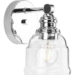 Ambrose 12.25 in. 1-Light Polished Chrome with Clear Glass Shade New Traditional Bath Vanity Light for Bath