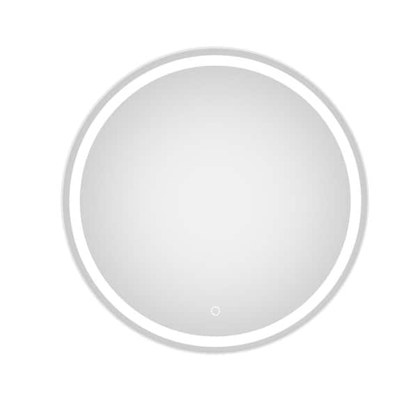 Unbranded 32 in. W x 32 in. H Round Frameless LED Wall Mount Dimmable Anti-Fog with Bluetooth Music Speaker Bathroom Vanity Mirror