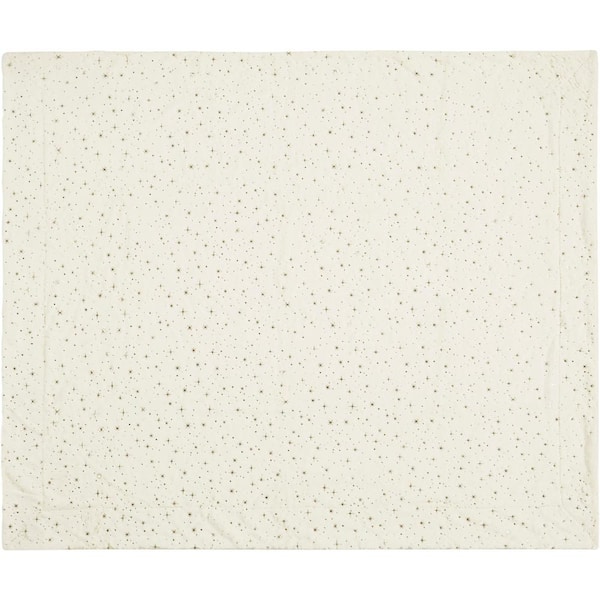 Mina Victory Faux Fur Ivory and Gold 60 in. x 50 in. Throw Blanket