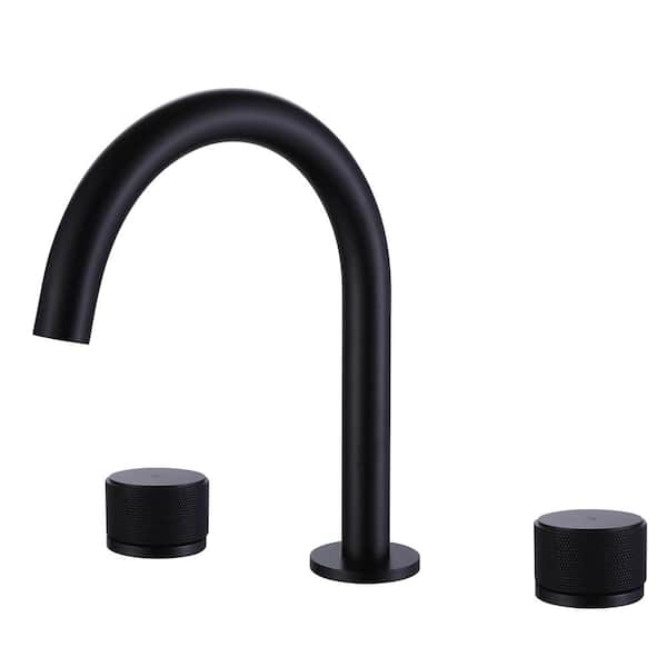 AIMADI 8 in. Widespread Double Handle Bathroom Faucet 3 Hole Brass Bathroom Sink Faucets in Matte Black