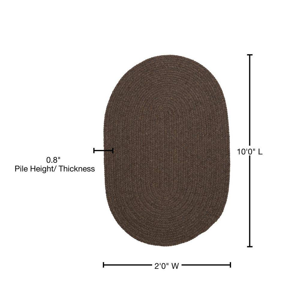 Bristol Bark Solid Wool Blend Oval Runner Rug 2'x10'