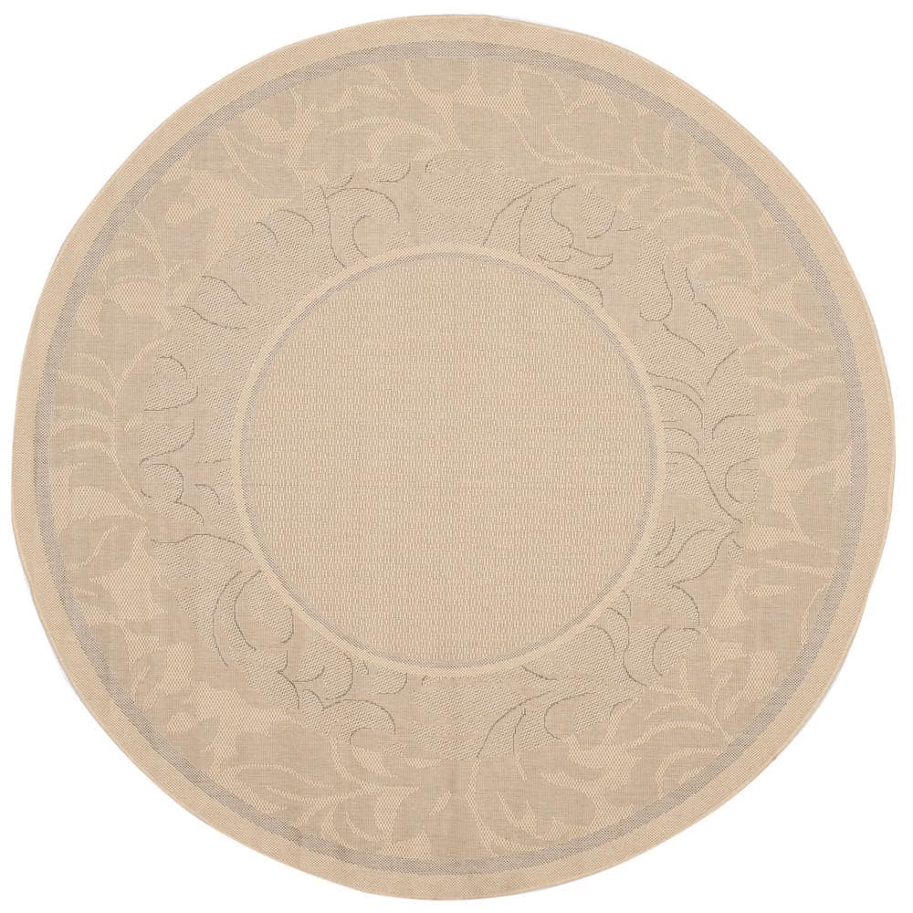 Beige Round Synthetic Indoor/Outdoor Area Rug