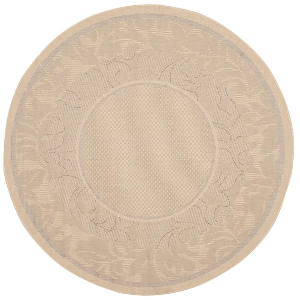 SAFAVIEH Courtyard Natural/Brown 5 ft. x 5 ft. Round Border Indoor/Outdoor Patio  Area Rug