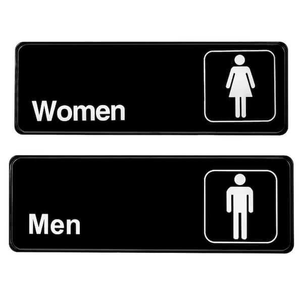 Alpine Industries 3 in. x 9 in. Black Men and Women Restroom Sign (2 ...