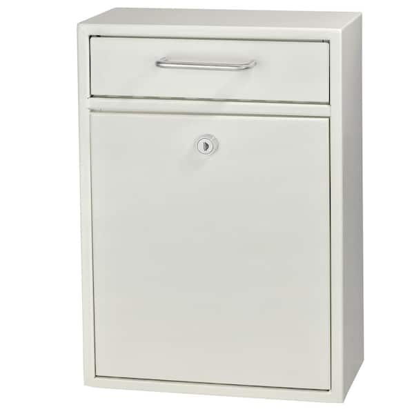 Mail Boss Olympus Locking Wall-Mount Drop Box with High Security Reinforced Patented Locking System, White