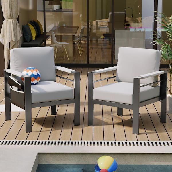 Aluminum Outdoor Lounge Chair with Cushions 2-Pack