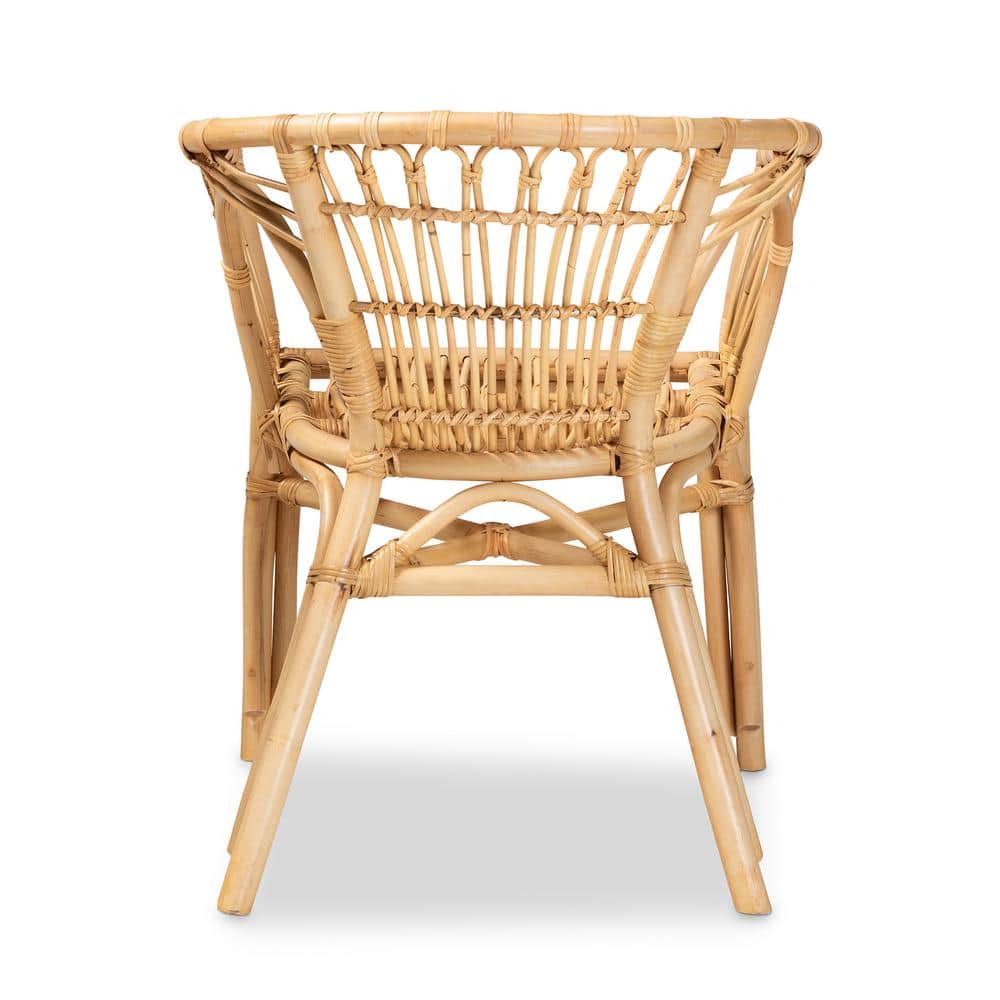 Bohemian Bali Low Slat Rattan and Cane Brown Arm Chair