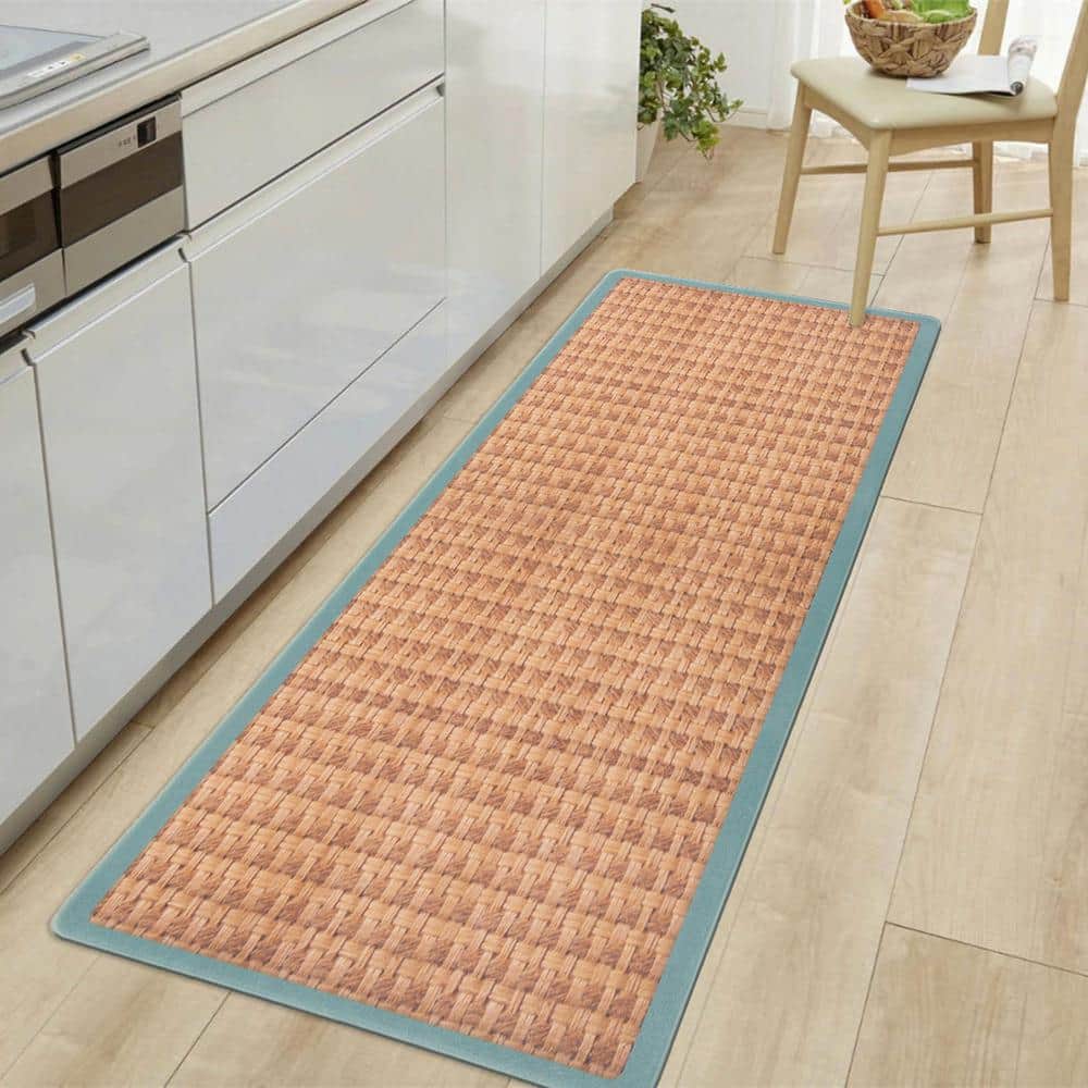 Natural Border Blue and Beige Anti-Fatigue Standing Mat 18"x47"