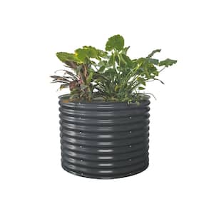 32 in. Extra-Tall x 42 in. Round Modern Gray Metal Raised Garden Bed Kit