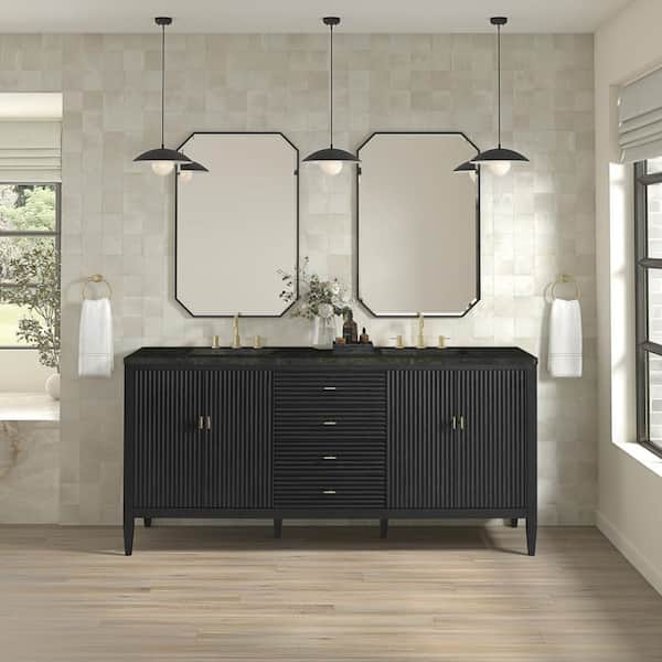 Myrrin 72.0 in. Double Bath Vanity in Carbon Oak with Phantome Engineered Composite Top
