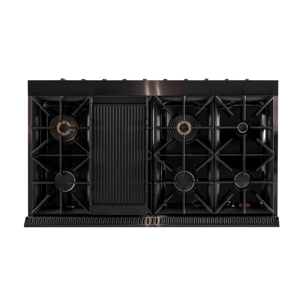 Gemstone 48-in Titanium Stainless Steel Gas Range with Gold Accents