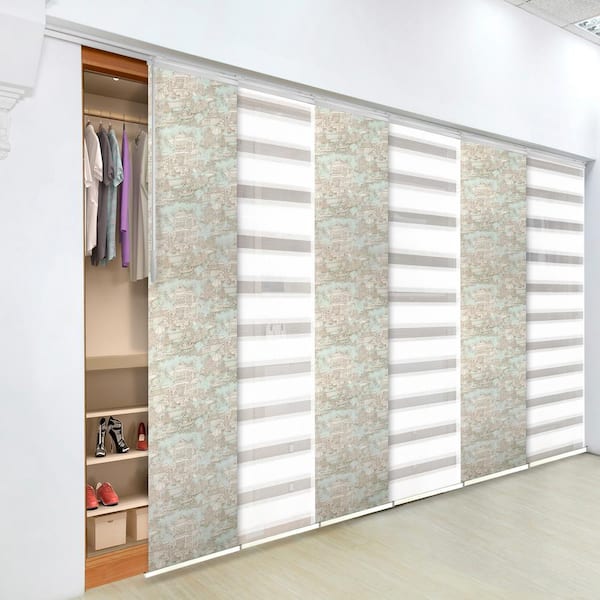 EMOH Gleaming Garden 70 in. - 130 in. W x 94 in. L Adjustable 6- Panel White Single Rail Panel Track with 23.5 in. Slates