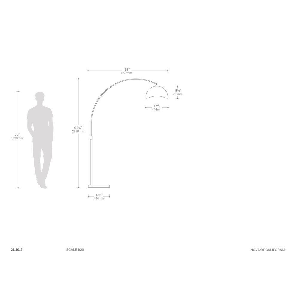 Luna Bella White and Brass Adjustable Arc Lamp
