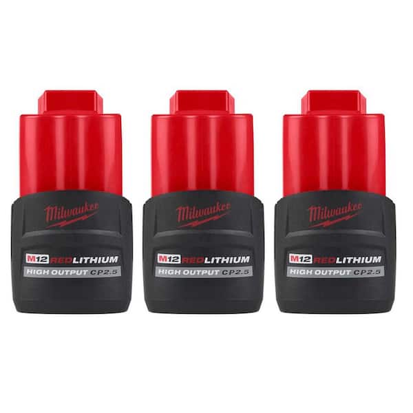 Milwaukee M12 12 Volt-Lithium Ion CP High Output 2.5 Ah Battery (3-Pack)  48-11-2425-48-11-2425-48-11-2425 - The Home Depot