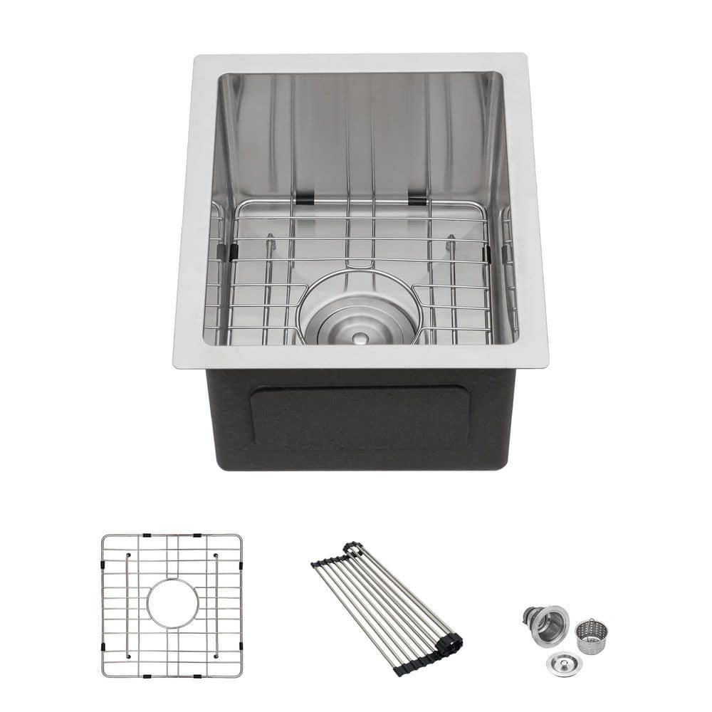 13 in. Undermount Singel Bowl 16 Gauge Brushed Nickel Stainless Steel Kitchen Sink with Drain price history on PriceWatchPro