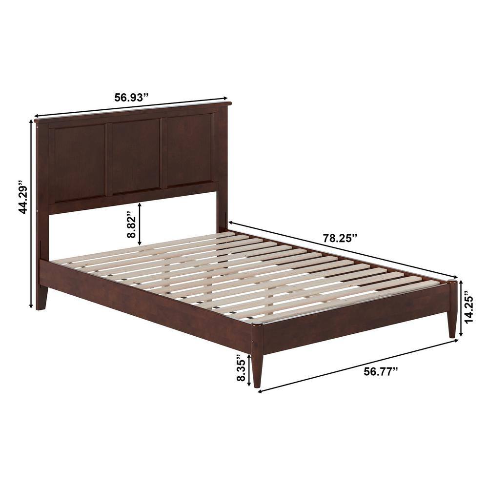 Charlotte Full Walnut Solid Wood Platform Bed with Headboard