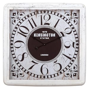 32 in. x 32 in. Square Iron Wall Clock with Glass in Distressed Iron Frame