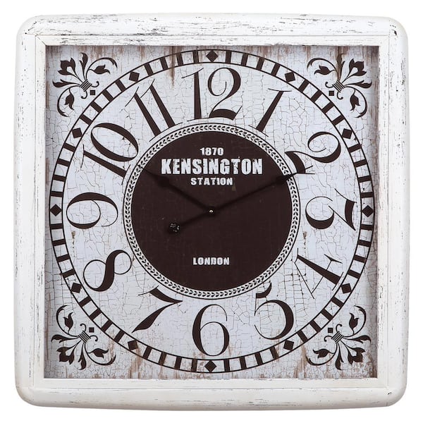 Yosemite Home Decor 32 in. x 32 in. Square Iron Wall Clock with Glass in Distressed Iron Frame