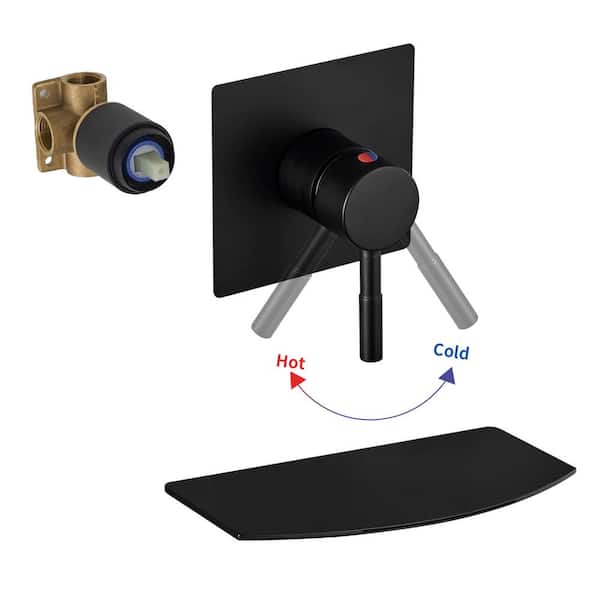 BWE Single-Handle Wall Mount Bath Spout Waterfall Roman Tub Faucet Bathtub Filler in. Matte Black