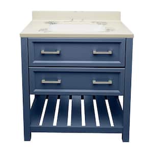 Tremblant 31 in. W x 22 in. D x 36 in. H Bath Vanity in Navy Blue with Carrara Cultured Marble Top