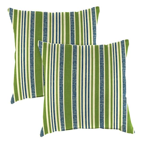 Jordan Manufacturing 18 in. L x 18 in. W x 4 in. T Square Outdoor Throw Pillow in Mateo Asparagus (2-Pack)