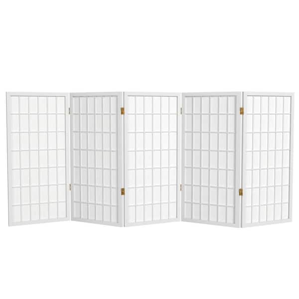 Oriental Furniture 3 ft. Short Window Pane Shoji Screen - White - 5 Panels
