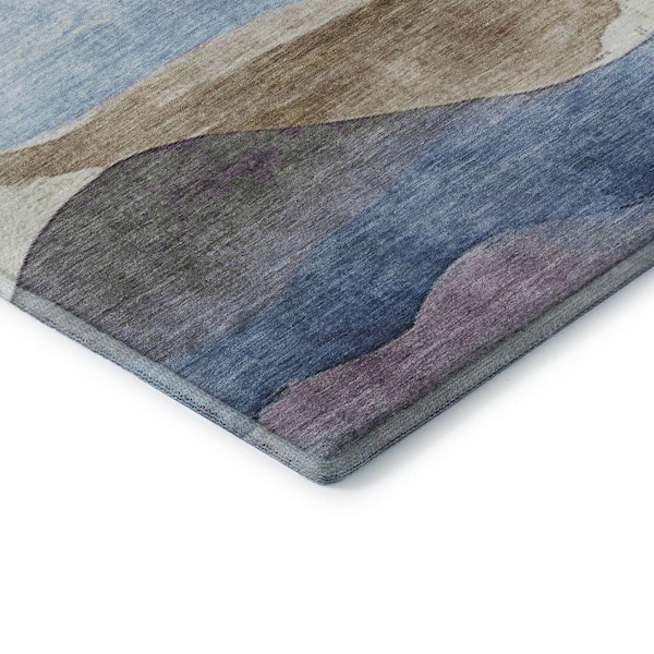 Mayfield Premium Machine Washable Abstract AMF1966 Denim 5 ft. x 7 ft. 6 in. Area Rug