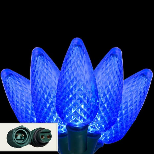 Wintergreen Lighting 24 ft. 25-Light LED Blue Commercial C9 String Lights with Watertight Coaxial Connectors