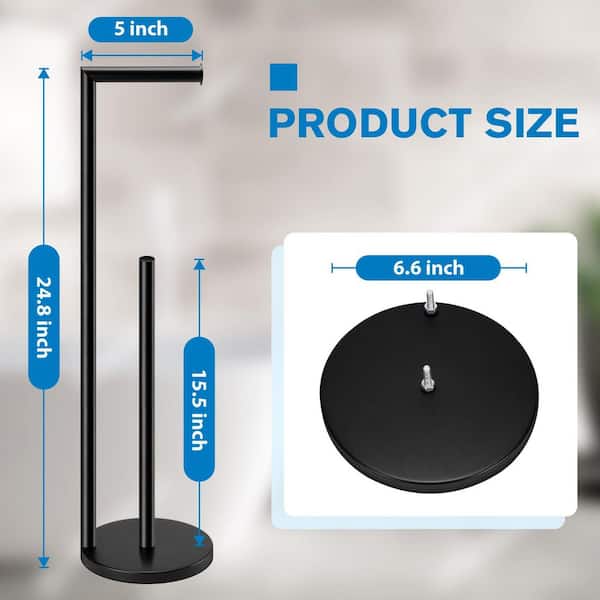 Stainless Steel Toilet Paper Holder Stand, Free Standing Toilet Paper Holder for 4 Rolls, Toilet Paper Storage in Black