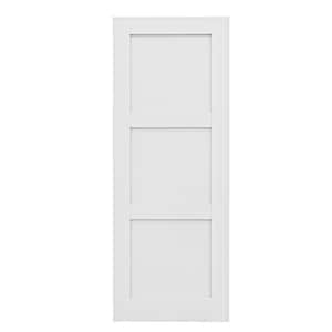 28 in. x 80 in. 3-Lite Paneled Blank Solid Core Composite Manufacture Wood White Primed Interior Door Slab