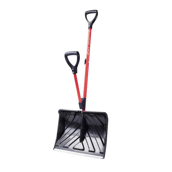 Snow Joe Shovelution 18 in. Strain-Reducing Snow Shovel with Spring-Assist Handle, Red
